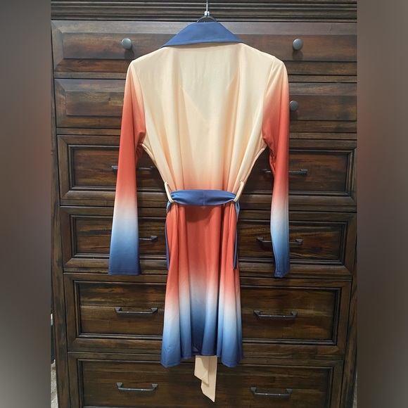 Button up hombre cardigan with collar and tie belt - Picture 3 of 9